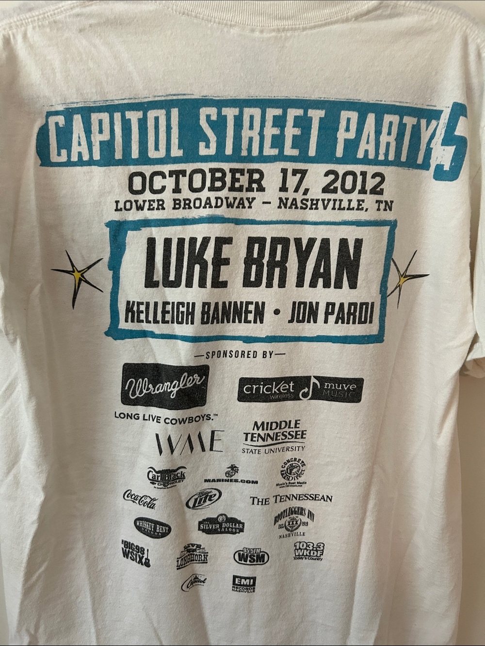 Capitol Street Party Tee, from 2012 featuring Luke Bryan, Jon Pardi, Kelleigh Ba - Picture 4 of 5